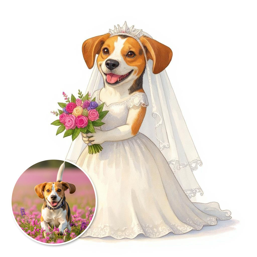 The Blushing Bride - Custom Pet or Person Portrait Photo Sticker