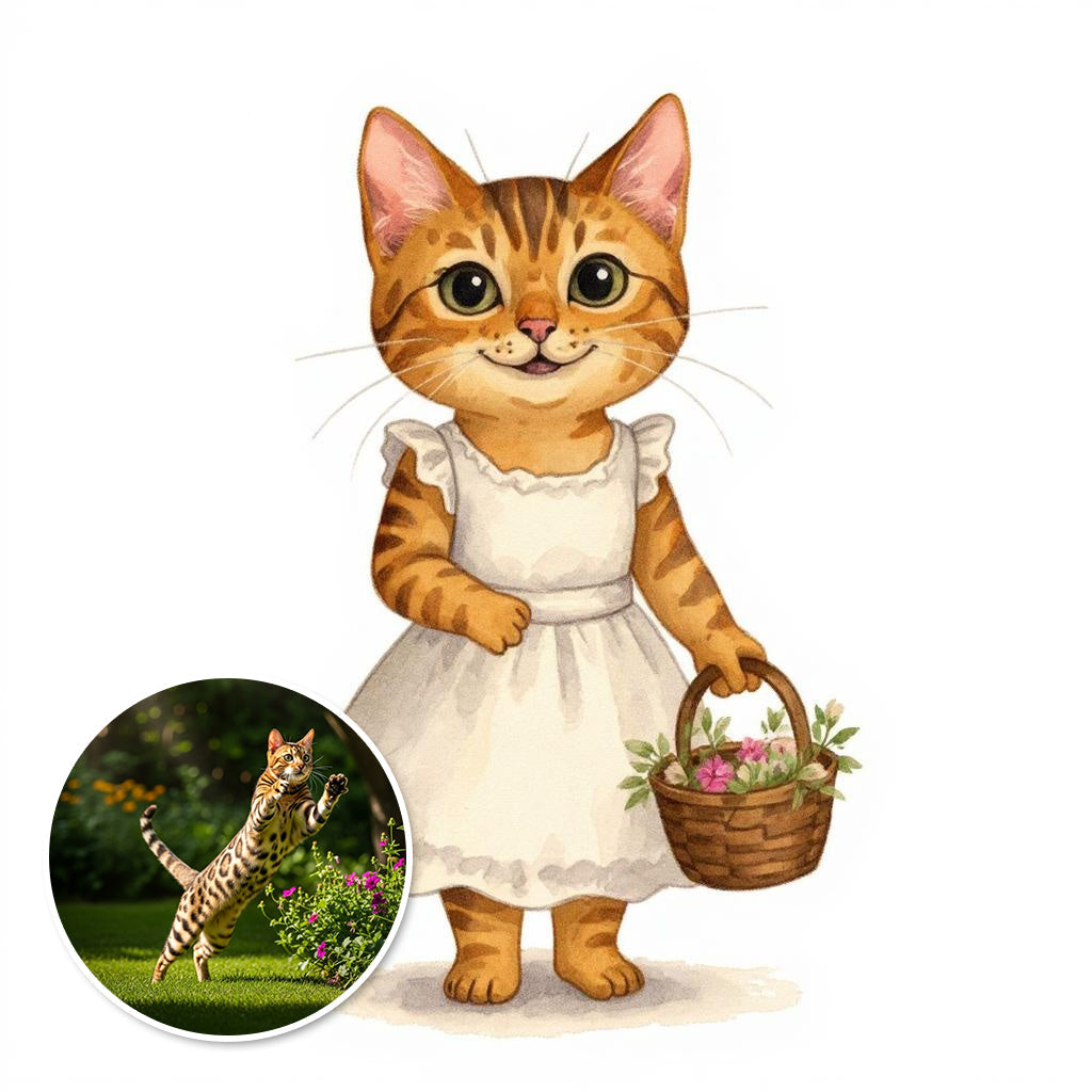 The Flower Girl - Custom Pet or Person Portrait Photo Sticker