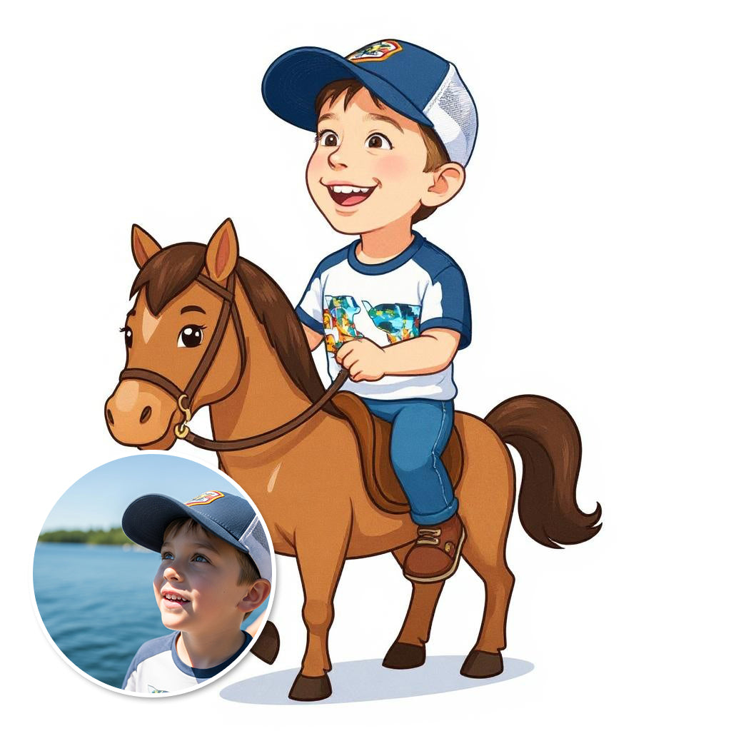 Custom Sweet Rider Photo Sticker - Turn Your Child Into a Cartoon!