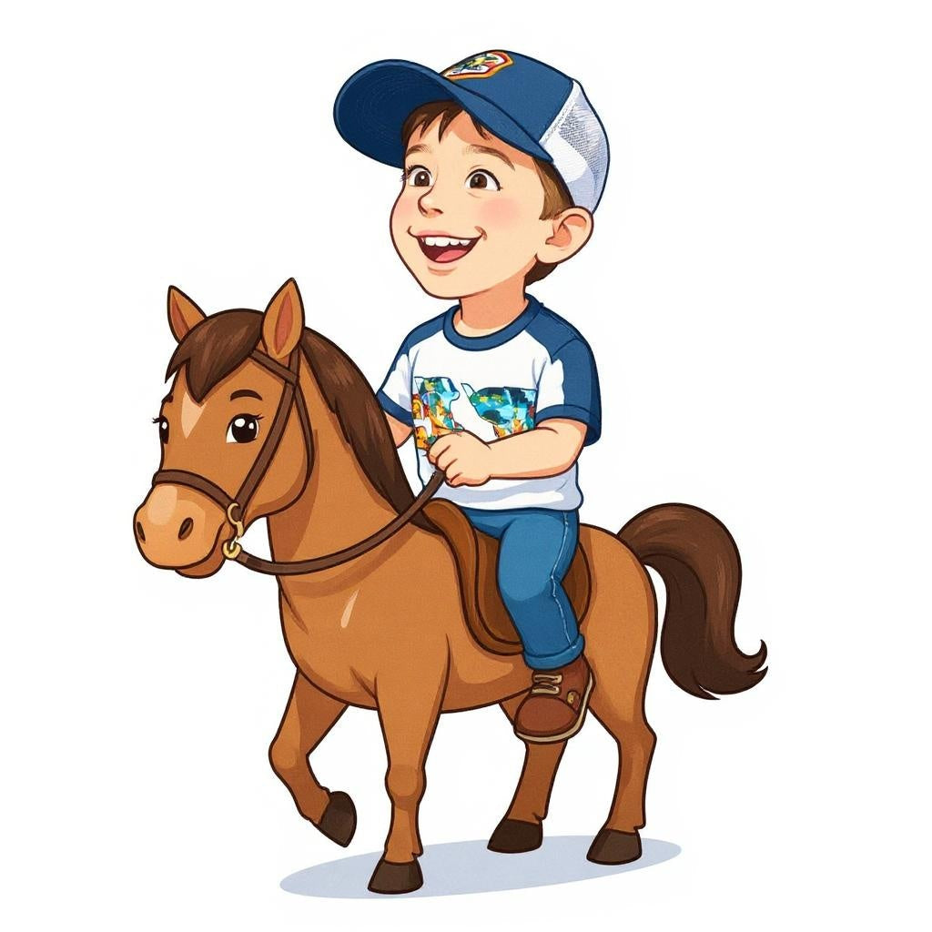 Custom Classic Rider Photo T-shirt - Turn Your Child Into a Cartoon!