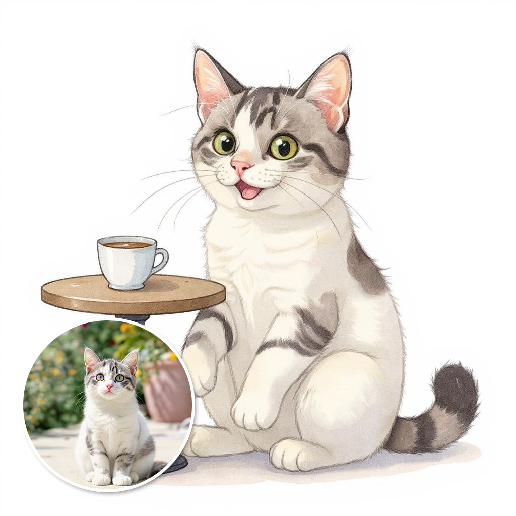 Cafe Cutie - Custom Pet or Person Photo Sticker