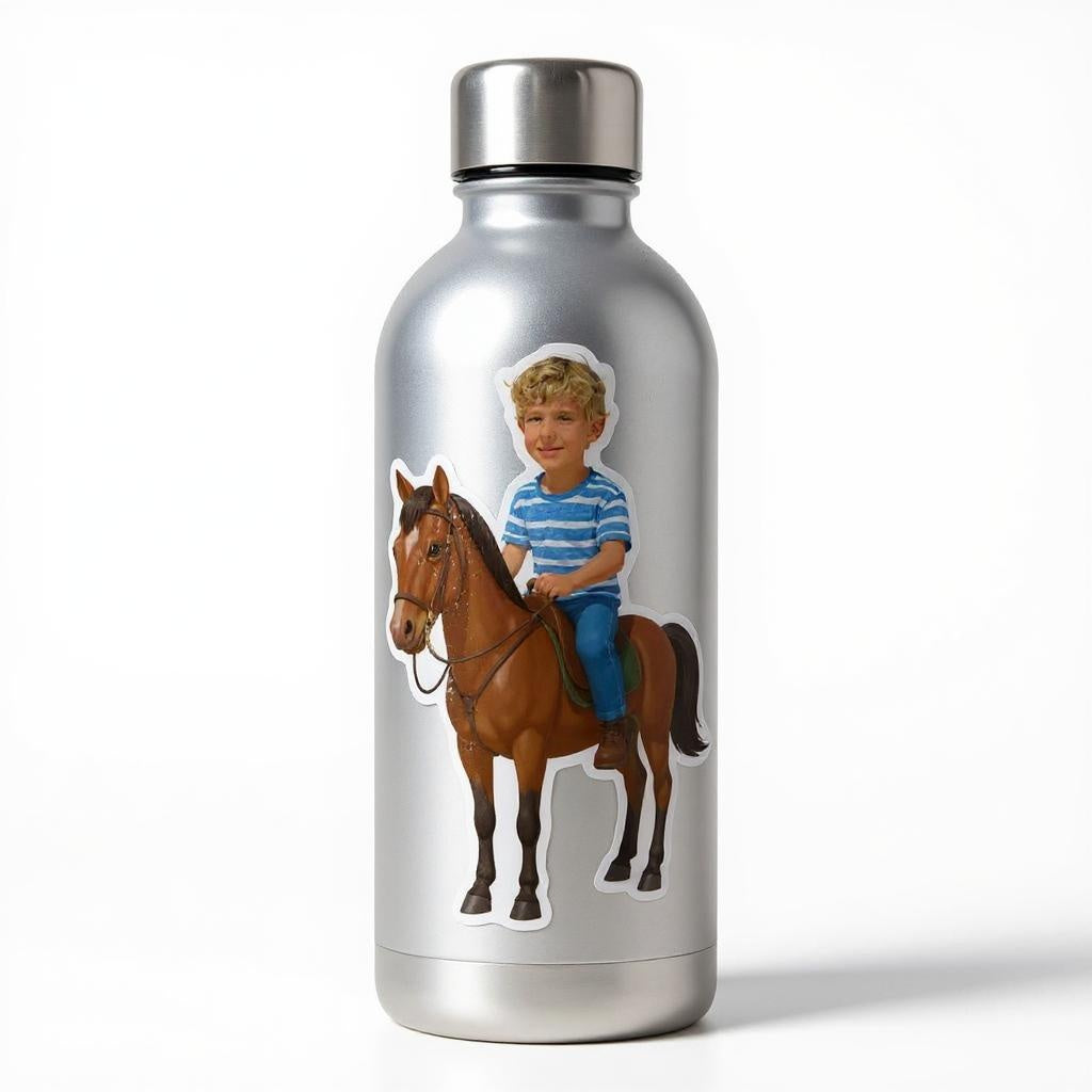 Custom Classic Rider Photo Sticker - Turn Your Child Into a Cartoon!