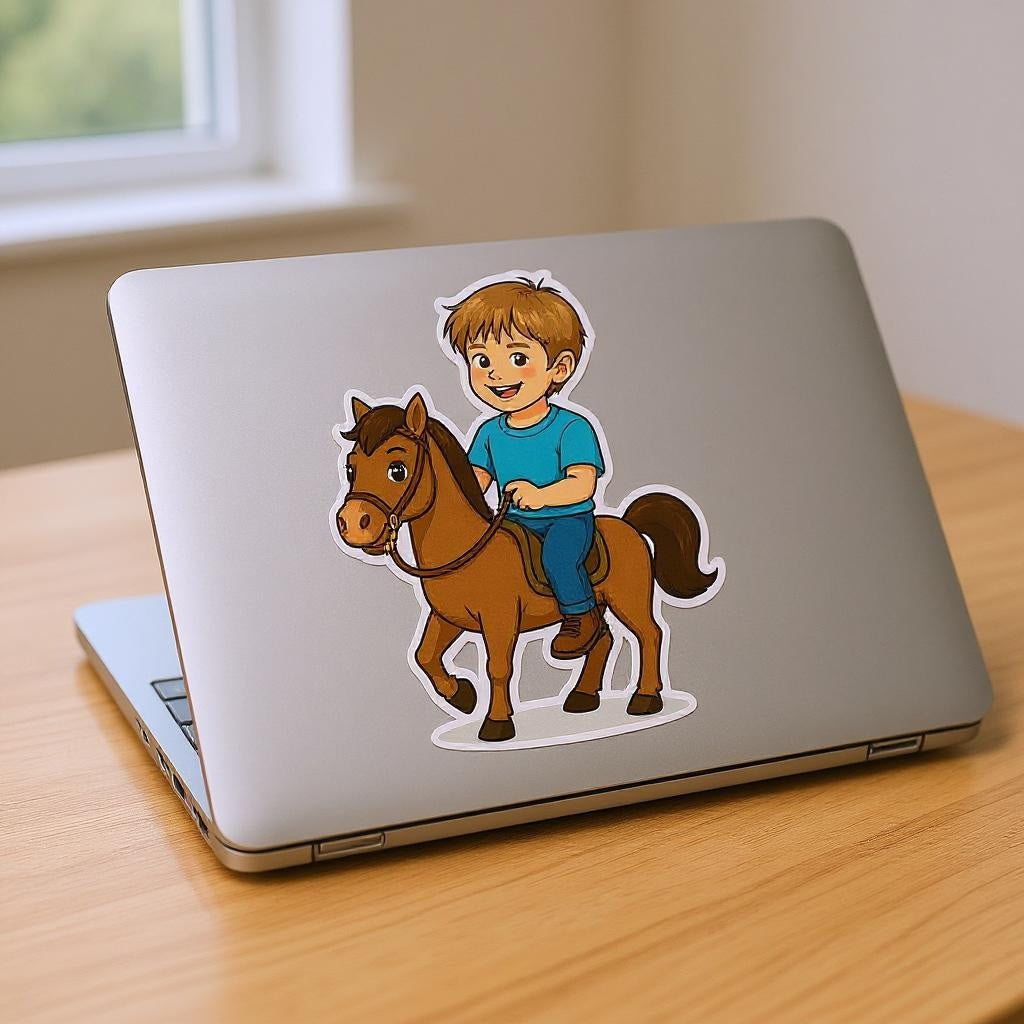 Custom Sunshine Rider Photo Sticker - Turn Your Child Into a Cartoon!
