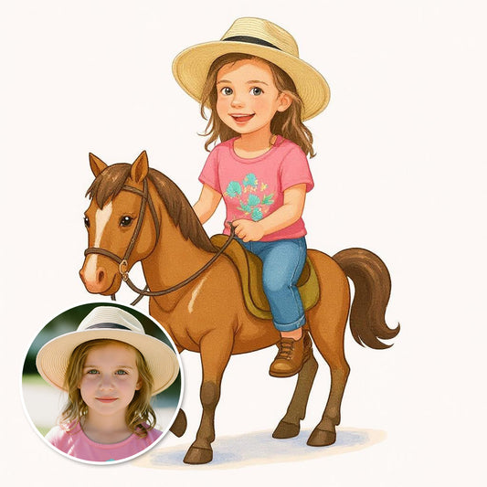Custom Storybook Rider Photo Sticker - Turn Your Child Into a Cartoon!