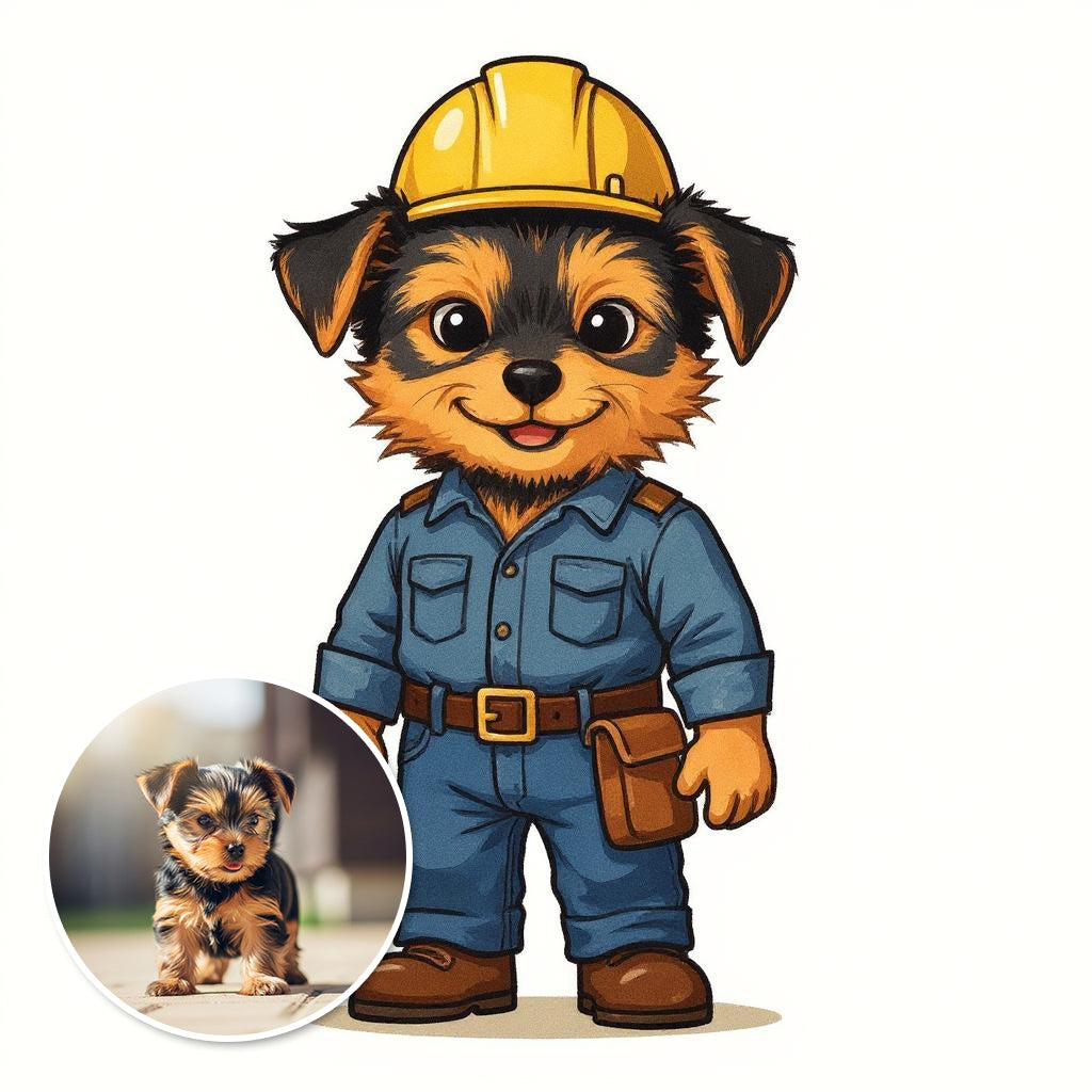 The Little Builder - Custom Pet or Person Photo Sticker