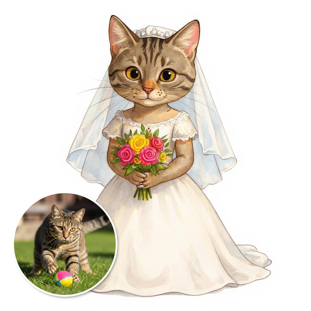 The Blushing Bride - Custom Pet or Person Portrait Photo Sticker