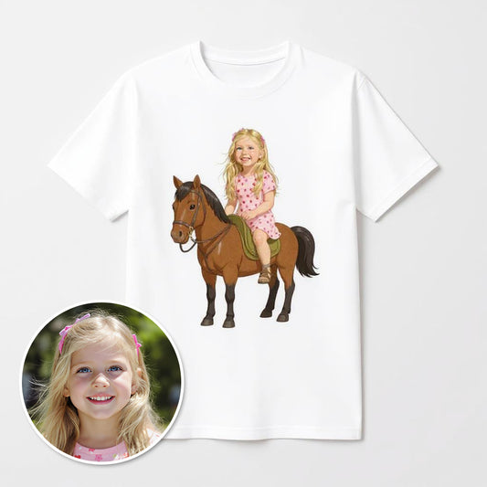 Custom Artistic Rider Photo T-shirt - Turn Your Child Into a Cartoon!