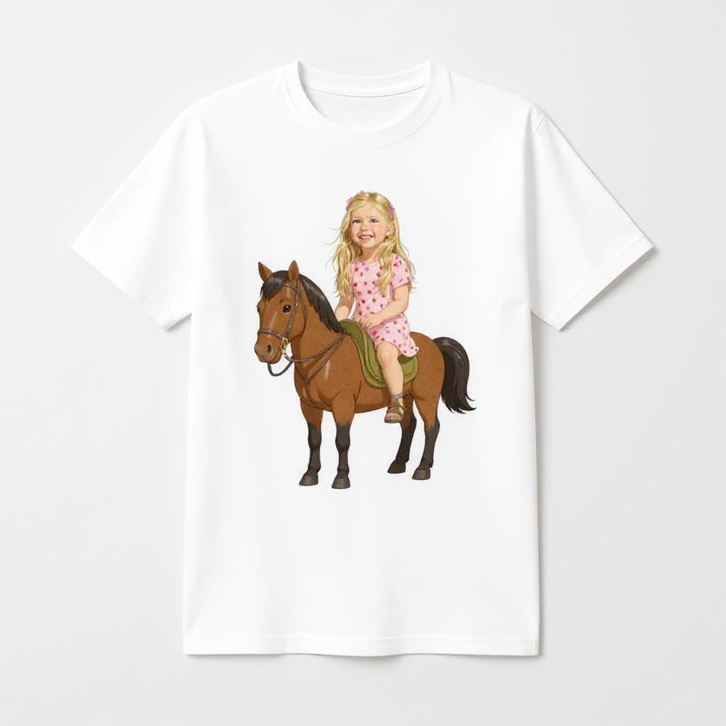 Custom Artistic Rider Photo T-shirt - Turn Your Child Into a Cartoon!