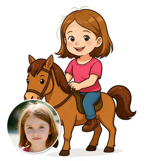 Custom Sweet Rider Photo Sticker - Turn Your Child Into a Cartoon!