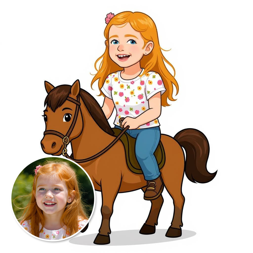 Custom Sunshine Rider Photo Sticker - Turn Your Child Into a Cartoon!