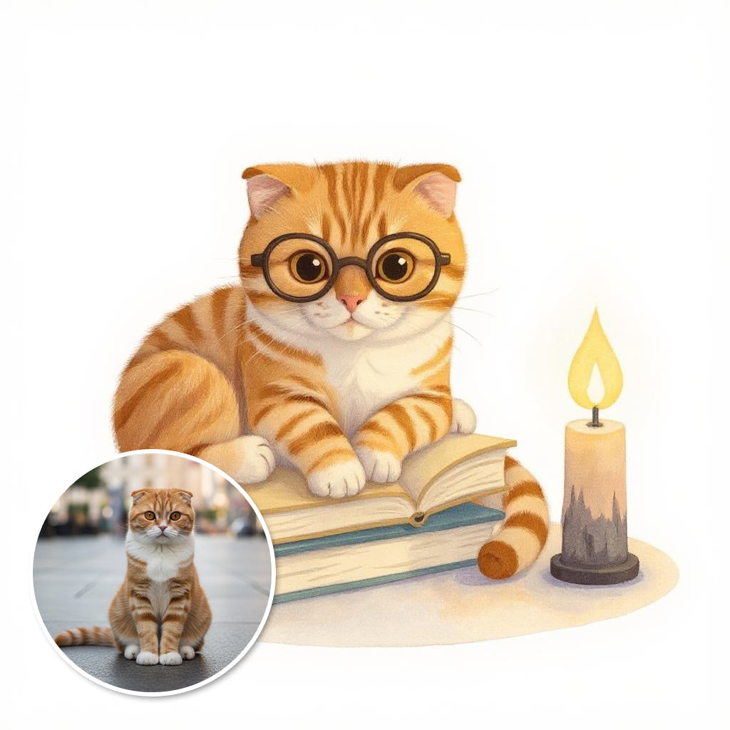 Bookworm- Custom Person or Pet Photo Sticker