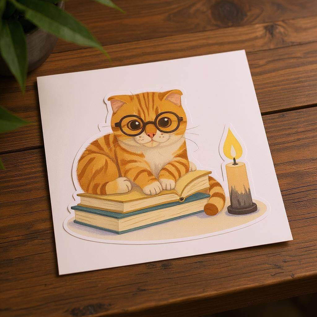 Bookworm- Custom Person or Pet Photo Sticker