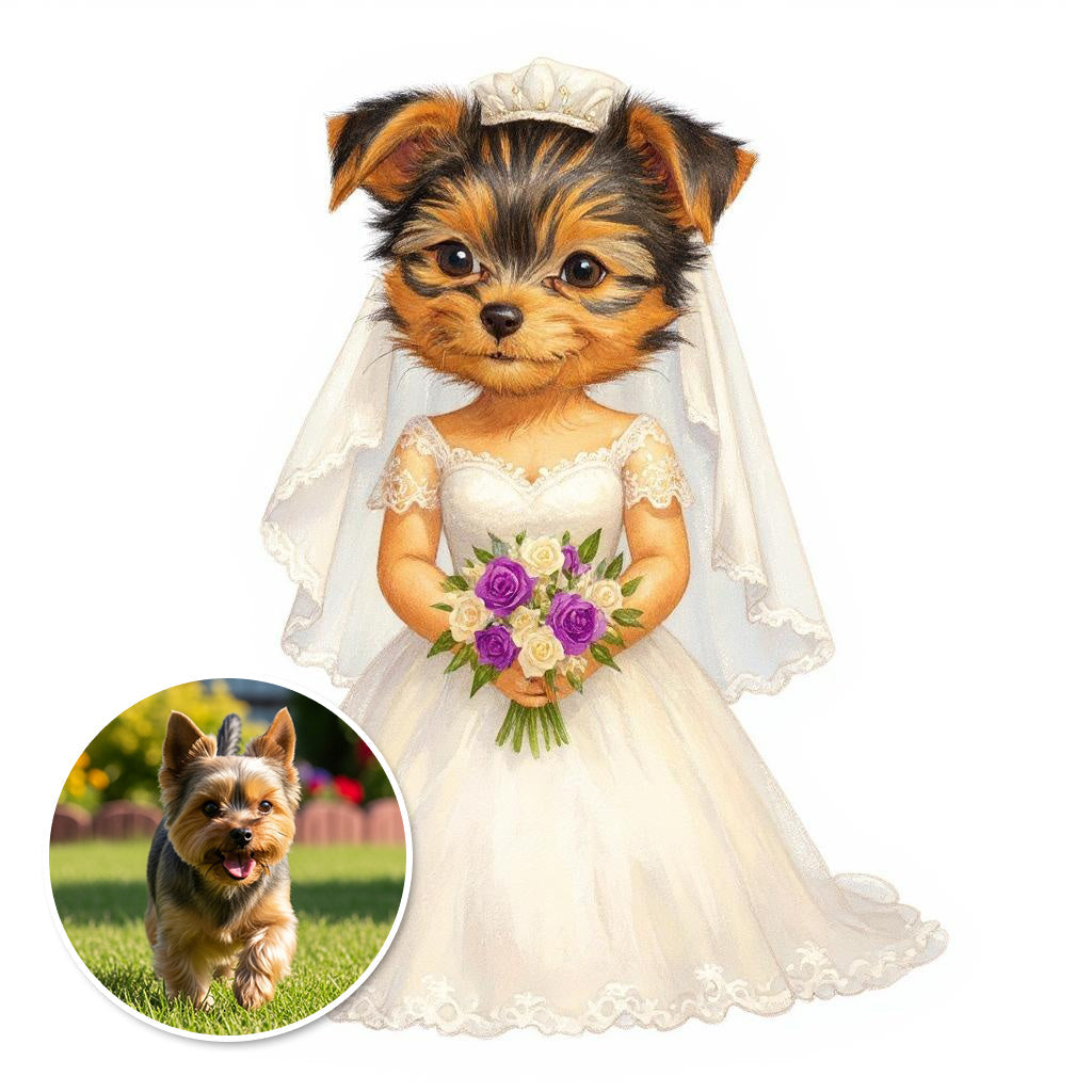 The Blushing Bride - Custom Pet or Person Portrait Photo Sticker