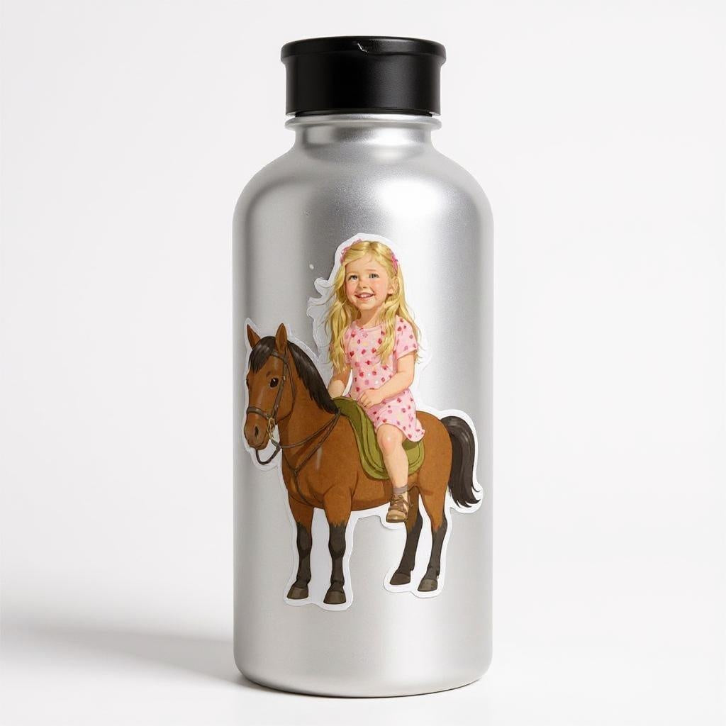 Custom Artistic Rider Photo Sticker - Turn Your Child Into a Cartoon!