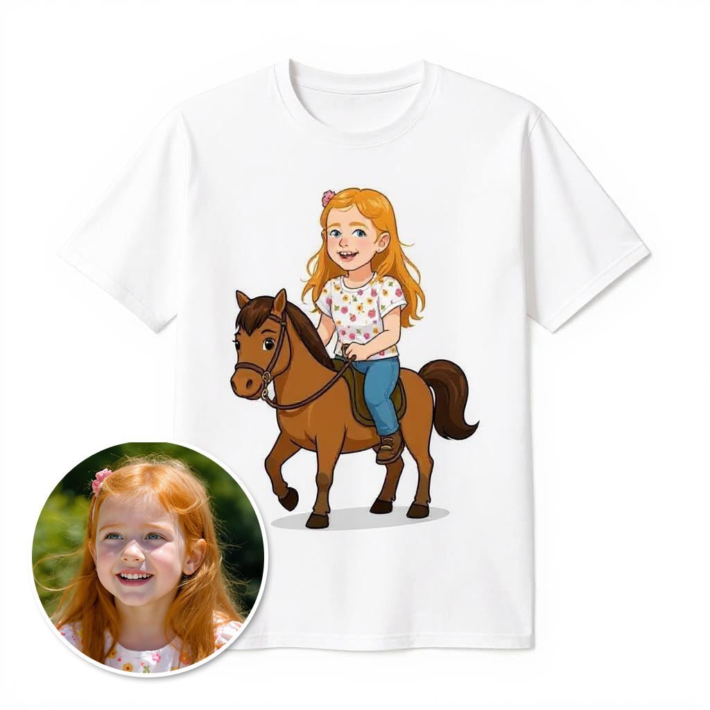 Custom Sunshine Rider Photo T-shirt - Turn Your Child Into a Cartoon!