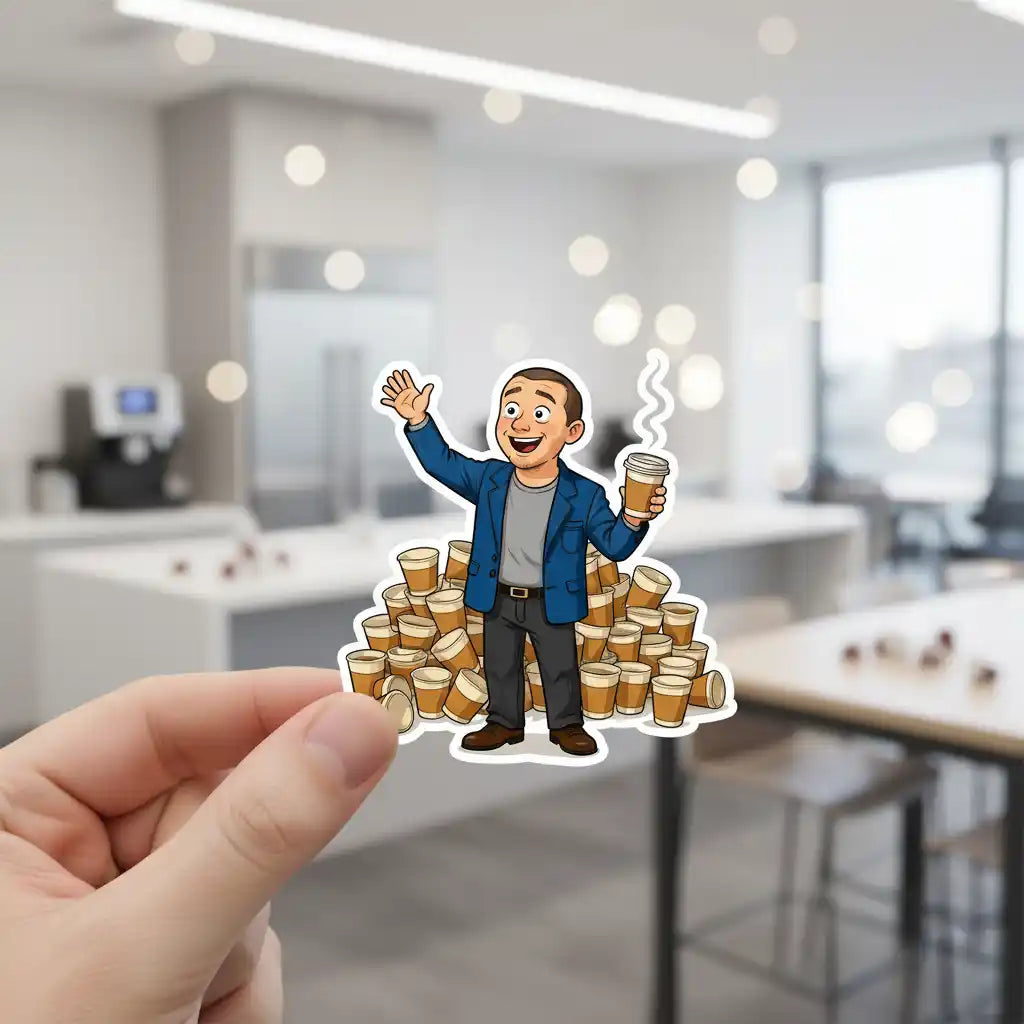 The Caffeinated Intern - Custom Person or Pet Photo Sticker