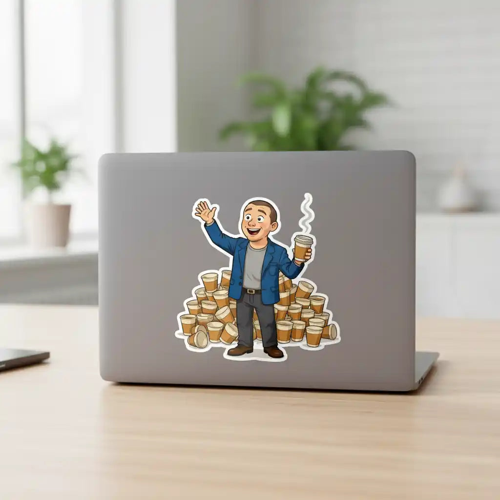The Caffeinated Intern - Custom Person or Pet Photo Sticker