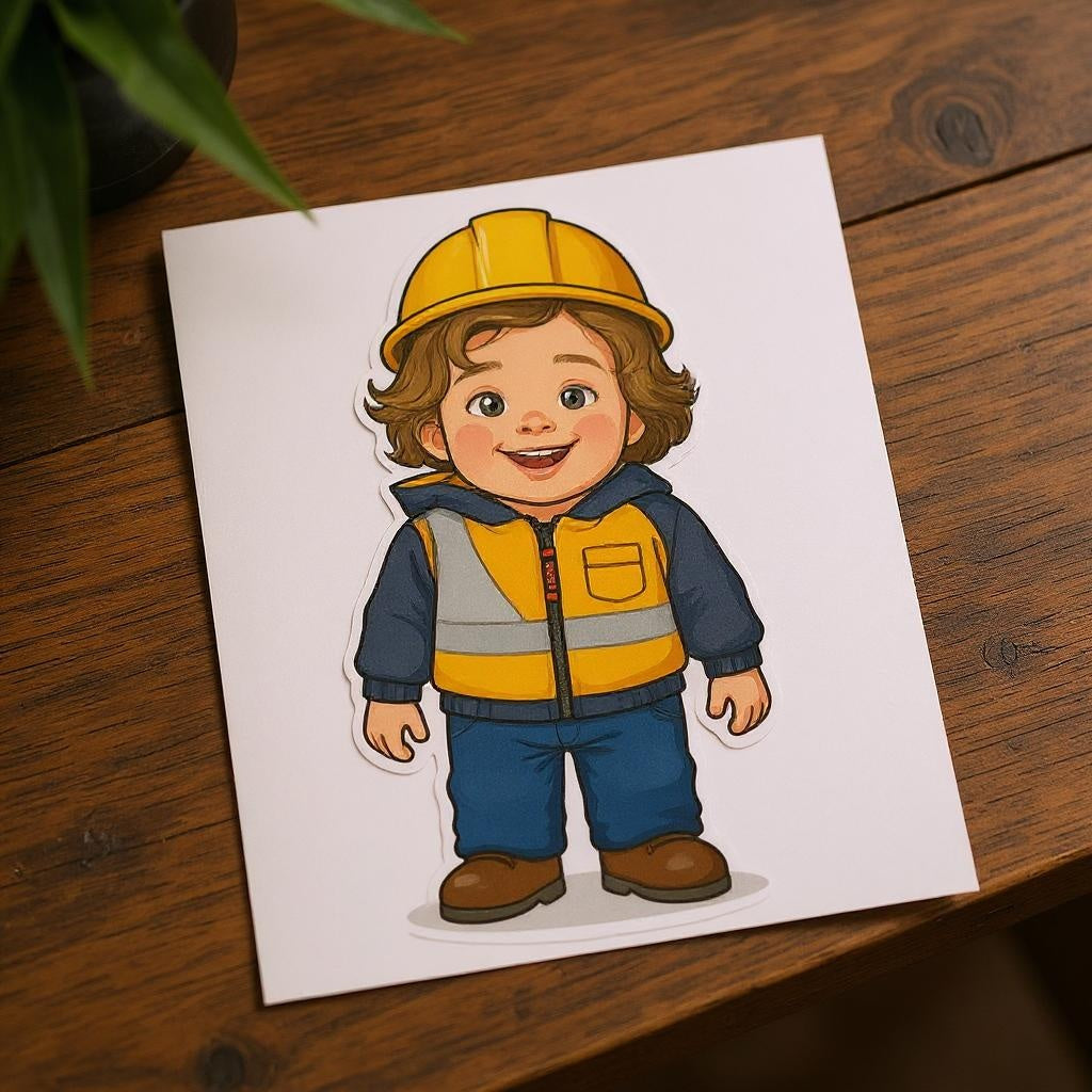 The Little Builder - Custom Pet or Person Photo Sticker