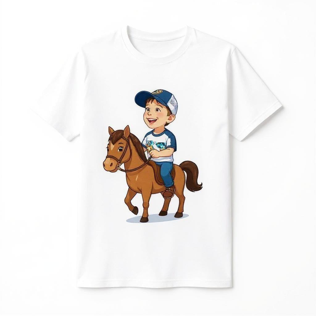 Custom Classic Rider Photo T-shirt - Turn Your Child Into a Cartoon!