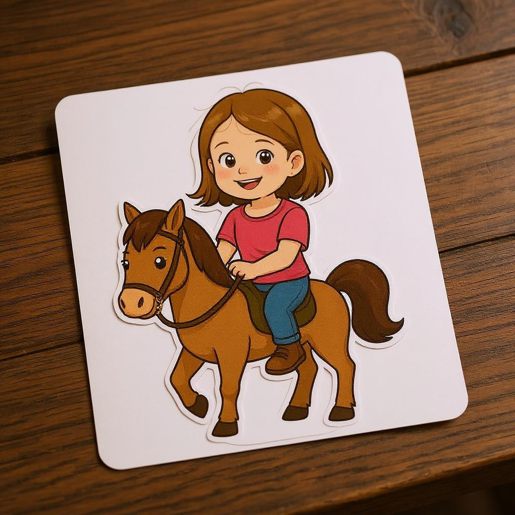 Custom Sweet Rider Photo Sticker - Turn Your Child Into a Cartoon!