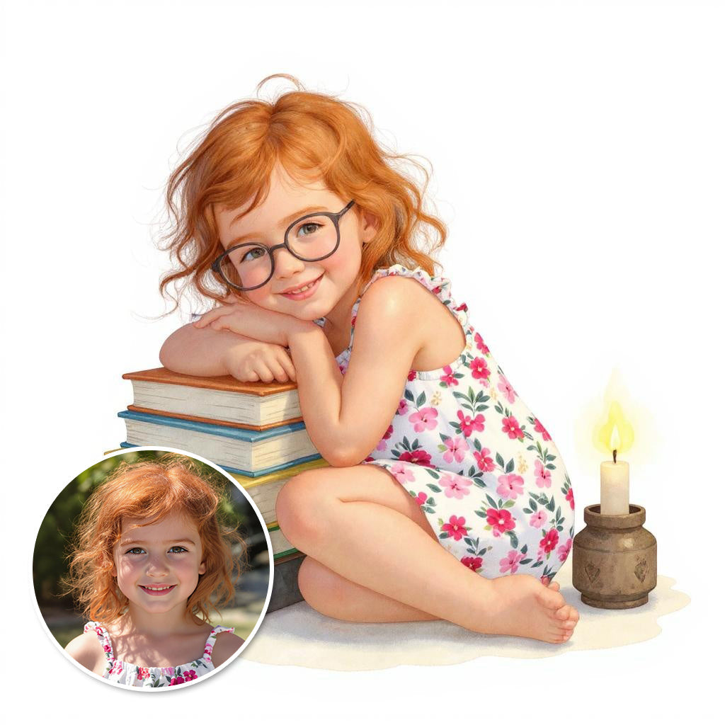 Bookworm- Custom Person or Pet Photo Sticker