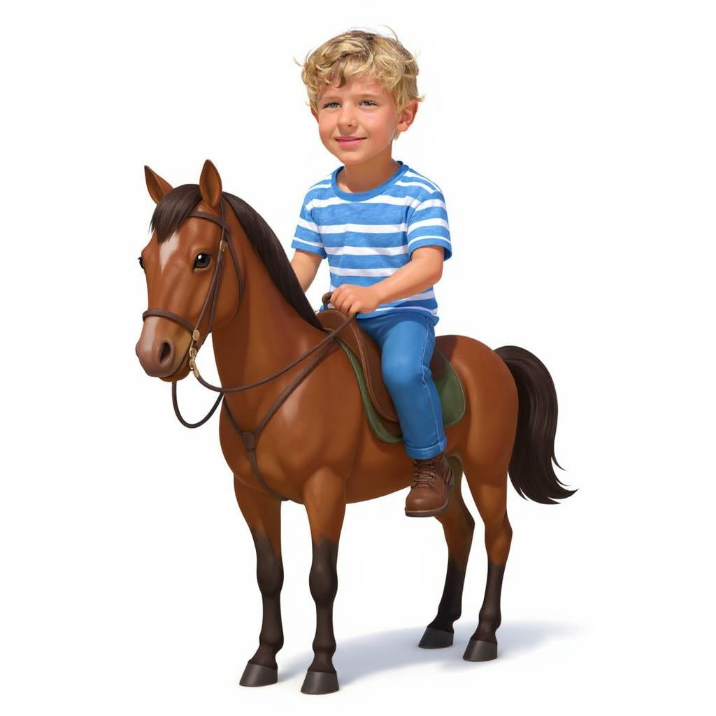 Custom Classic Rider Photo Sticker - Turn Your Child Into a Cartoon!