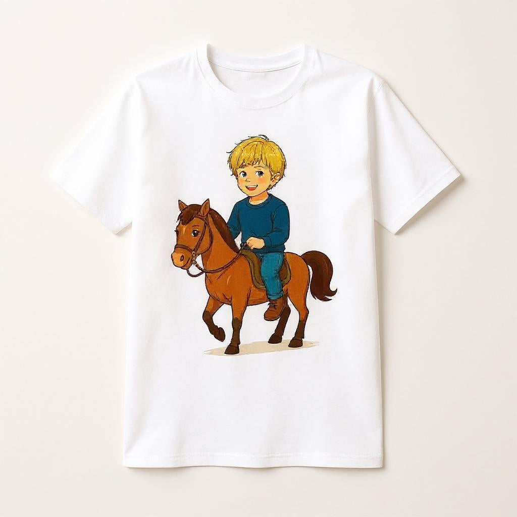 Custom Artistic Rider Photo T-shirt - Turn Your Child Into a Cartoon!