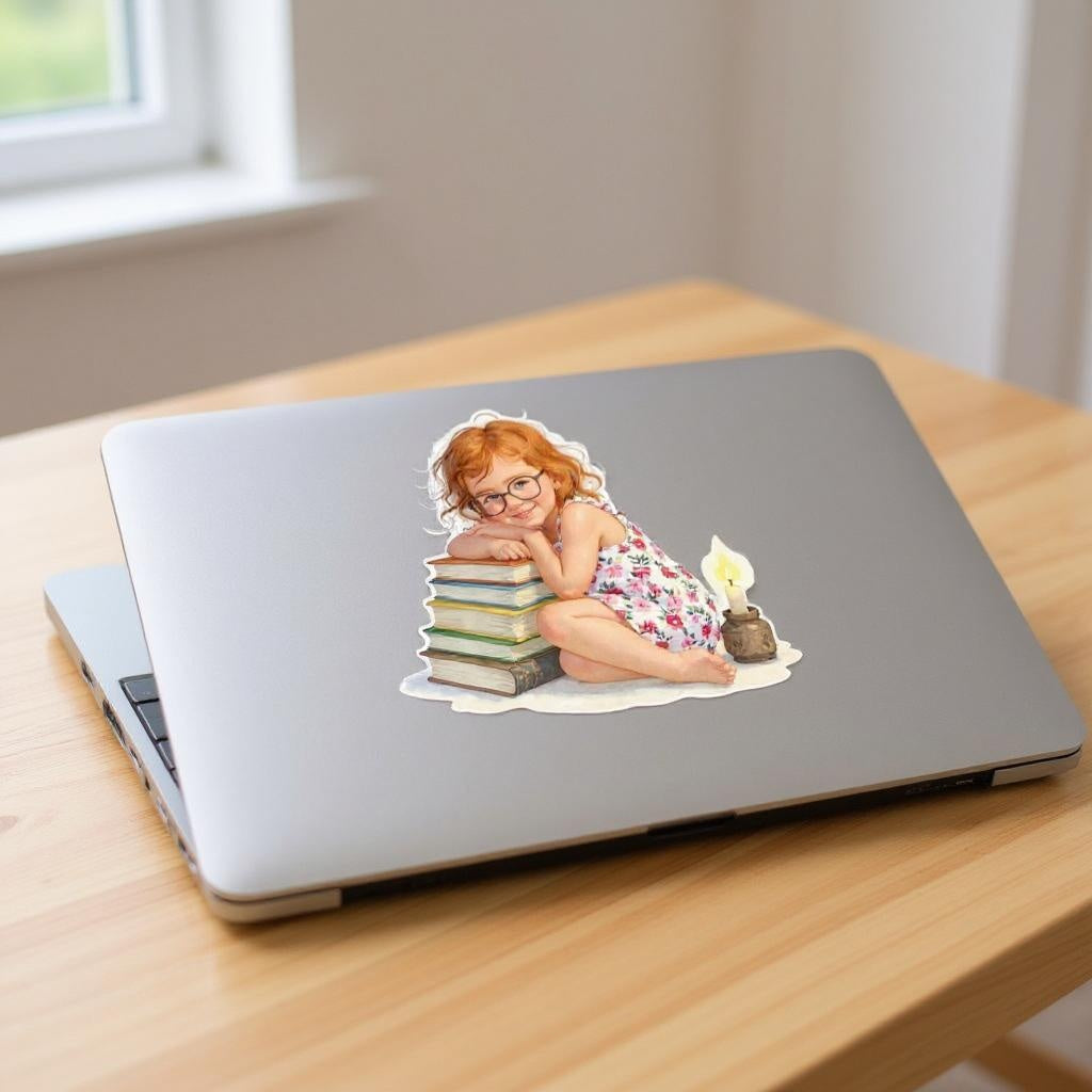 Bookworm- Custom Person or Pet Photo Sticker
