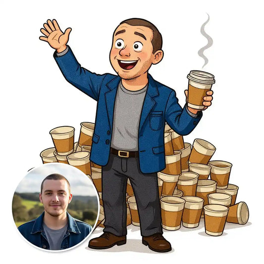 The Caffeinated Intern - Custom Person or Pet Photo Sticker