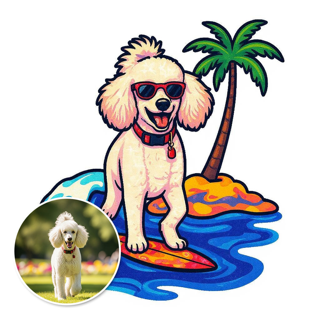 The Beach Bum - Custom Pet or Person Surfer Photo Sticker