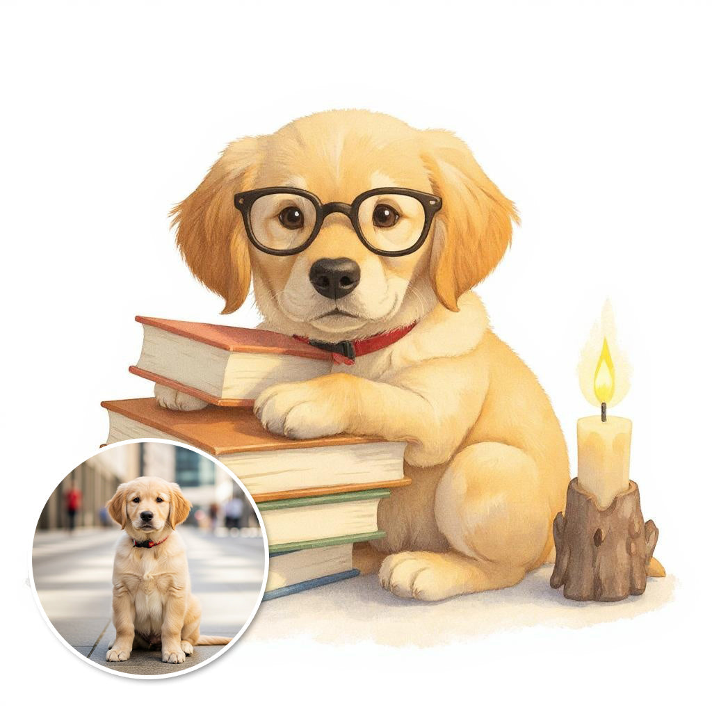 Bookworm- Custom Person or Pet Photo Sticker