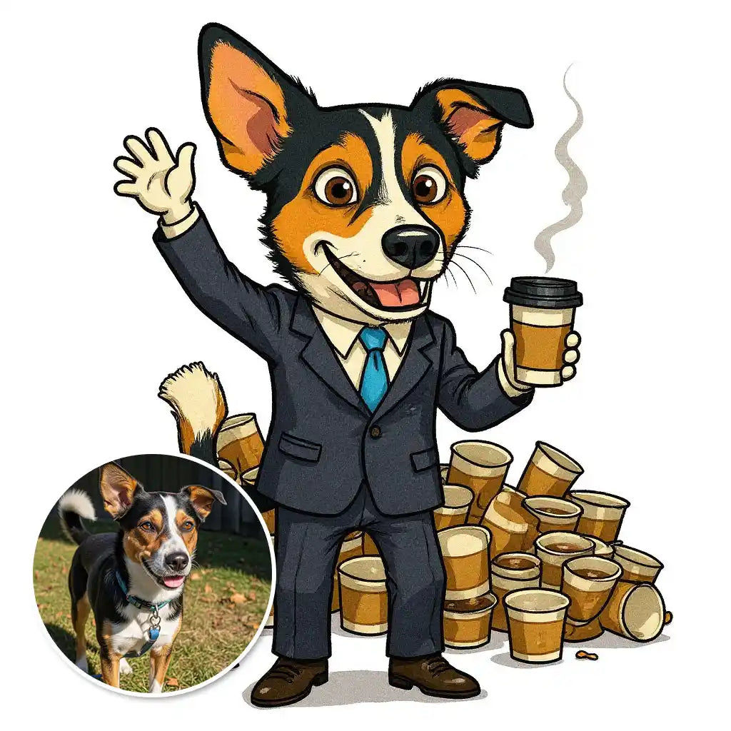 The Caffeinated Intern - Custom Person or Pet Photo Sticker
