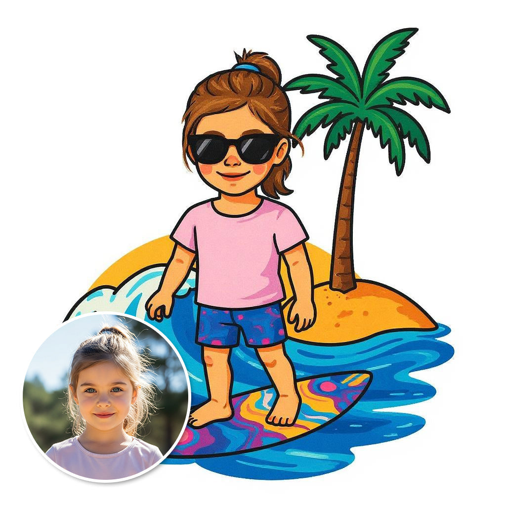 The Beach Bum - Custom Pet or Person Surfer Photo Sticker