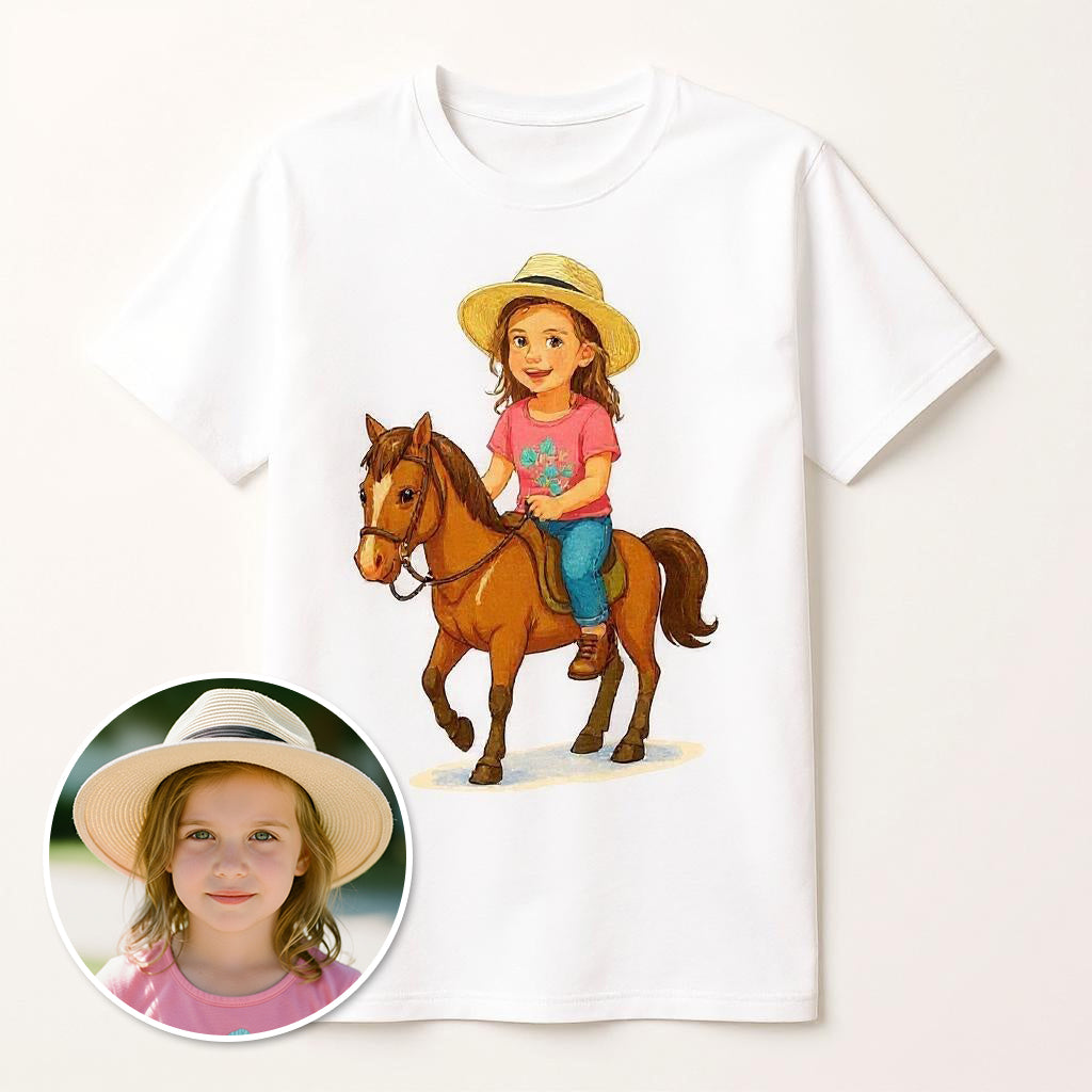 Custom Sweet Rider Photo T-shirt - Turn Your Child Into a Cartoon!