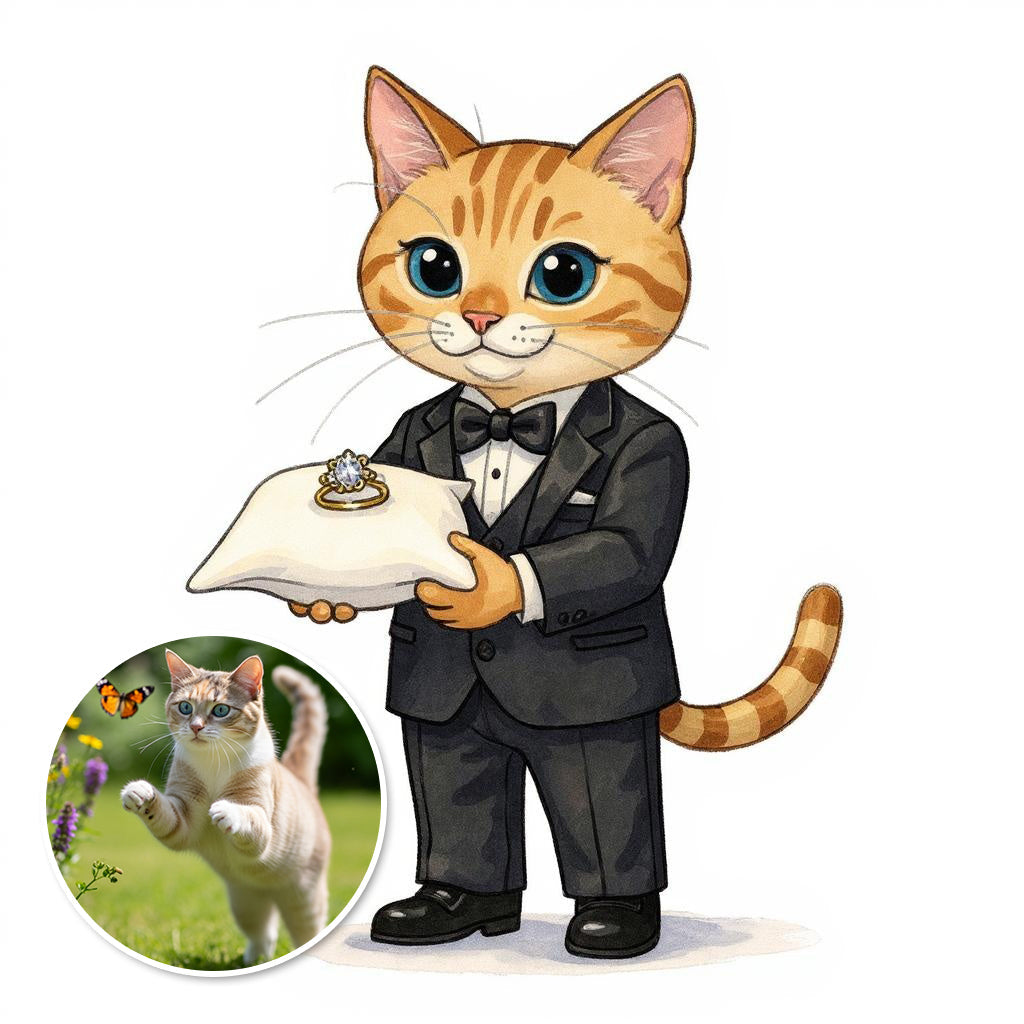 The Ring Bearer - Custom Pet or Person Portrait Photo Sticker