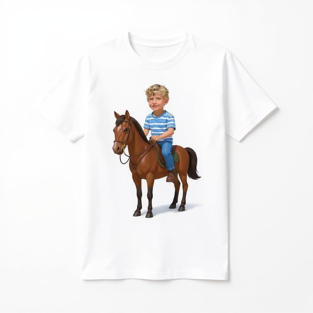 Custom Storybook Rider Photo T-shirt - Turn Your Child Into a Cartoon!