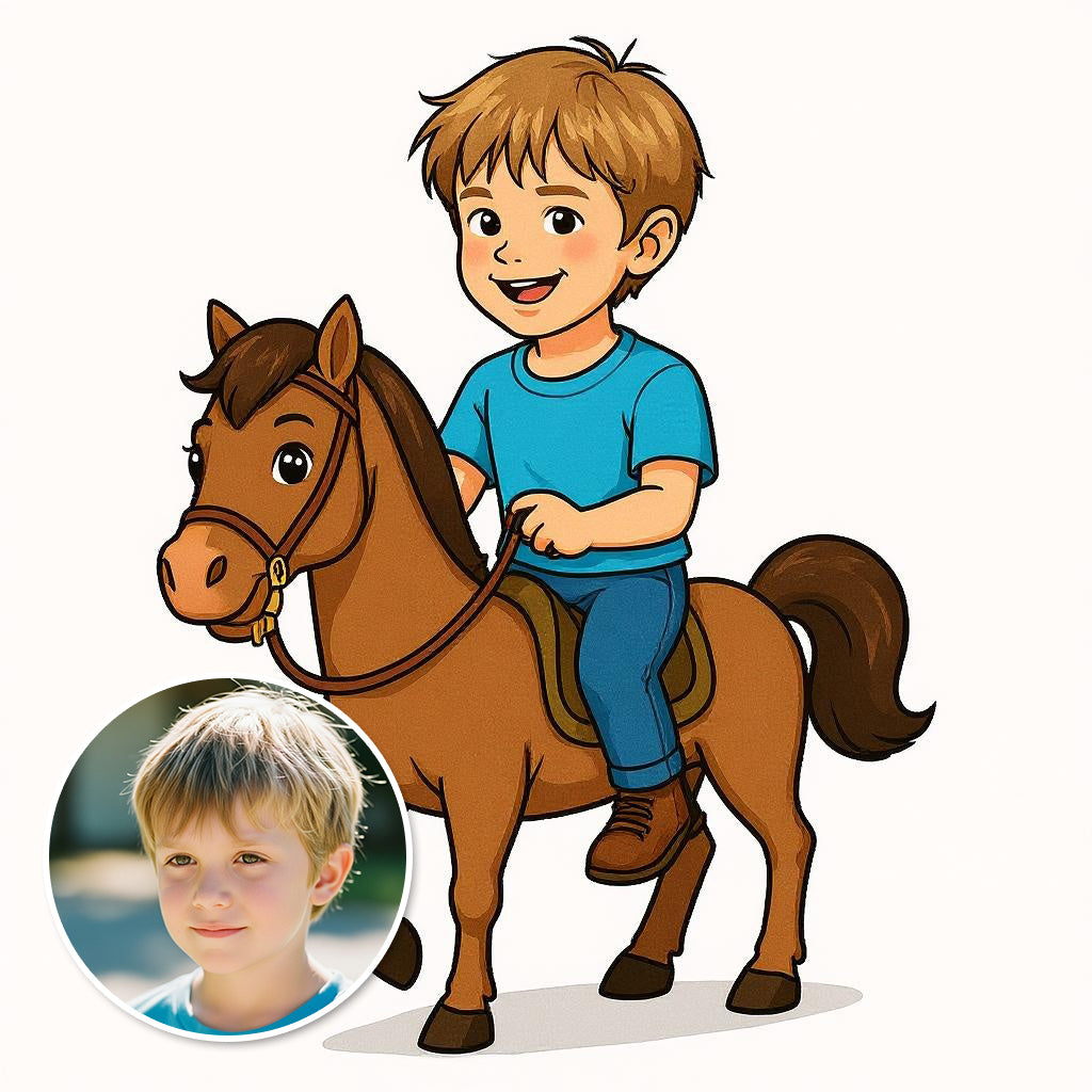 Custom Sunshine Rider Photo Sticker - Turn Your Child Into a Cartoon!