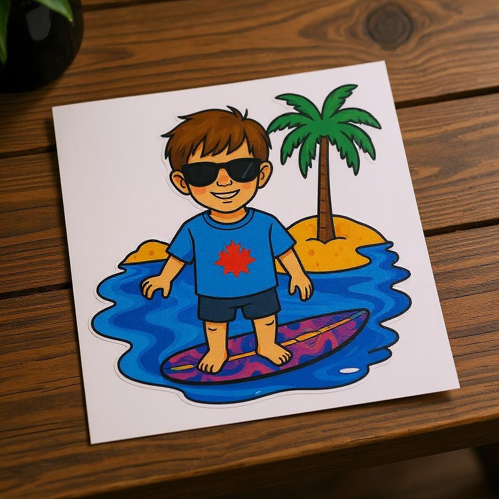 The Beach Bum - Custom Pet or Person Surfer Photo Sticker