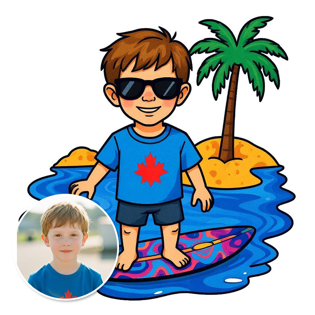 The Beach Bum - Custom Pet or Person Surfer Photo Sticker