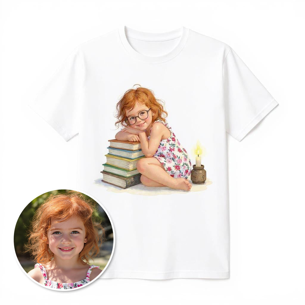 Bookworm- Custom Person or Pet Photo T-shirt