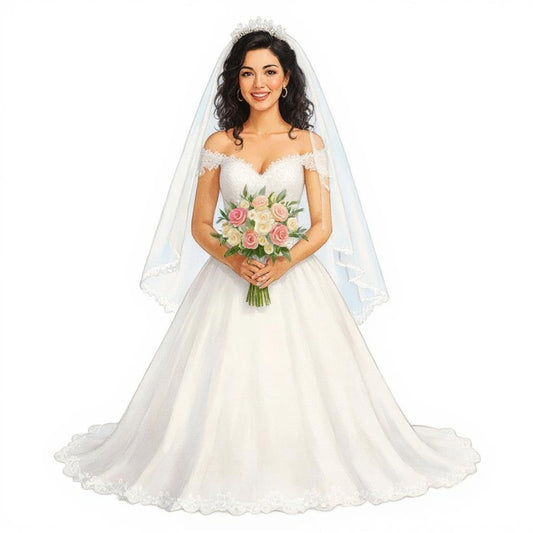 The Blushing Bride - Custom Pet or Person Portrait Photo Sticker