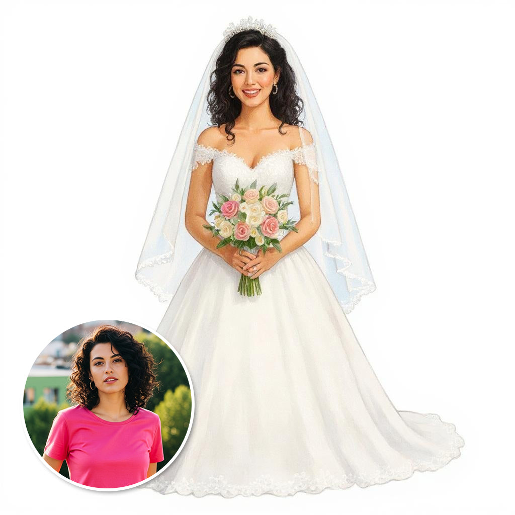 The Blushing Bride - Custom Pet or Person Portrait Photo Sticker