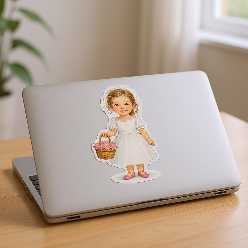 The Flower Girl - Custom Pet or Person Portrait Photo Sticker