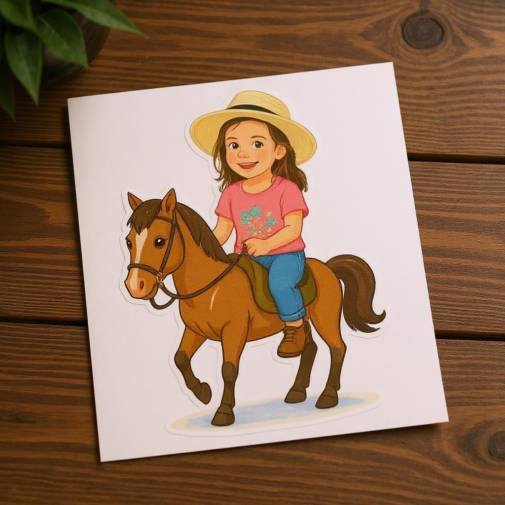 Custom Storybook Rider Photo Sticker - Turn Your Child Into a Cartoon!