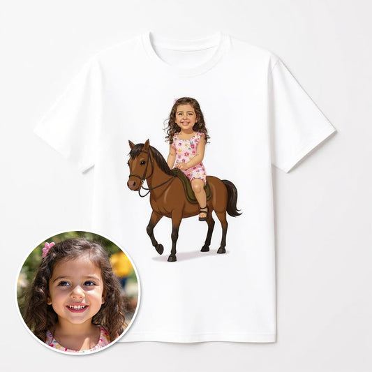 Custom Storybook Rider Photo T-shirt - Turn Your Child Into a Cartoon!