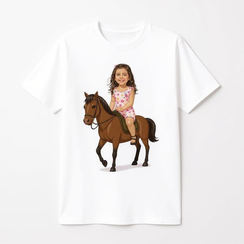 Custom Storybook Rider Photo T-shirt - Turn Your Child Into a Cartoon!
