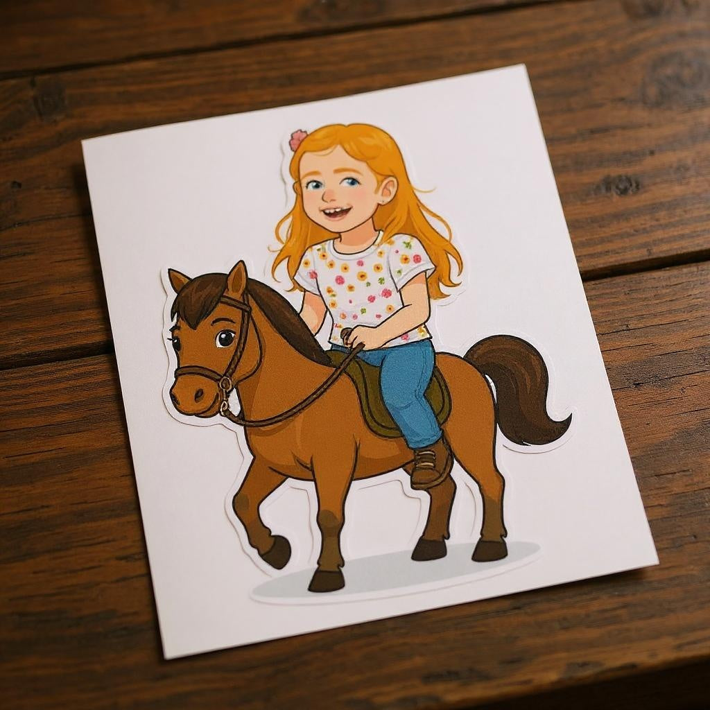 Custom Sunshine Rider Photo Sticker - Turn Your Child Into a Cartoon!