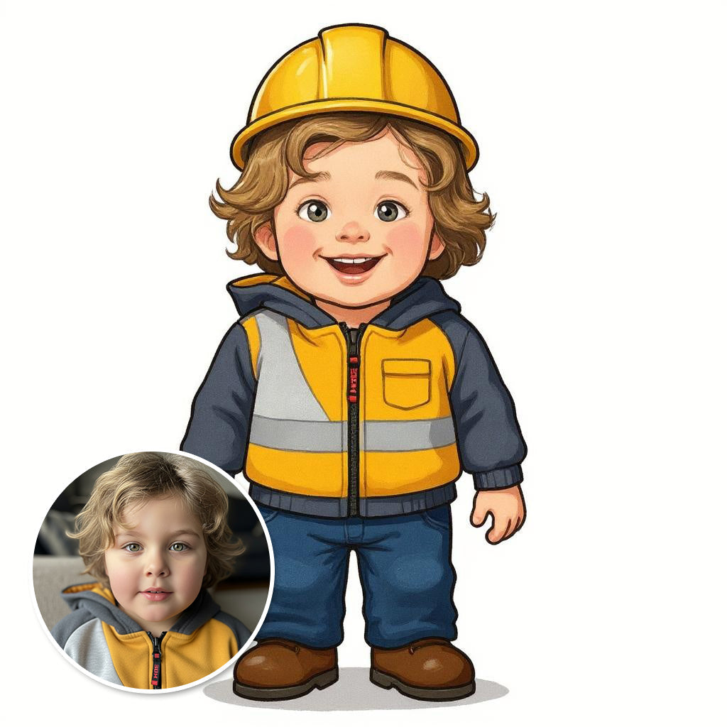 The Little Builder - Custom Pet or Person Photo Sticker