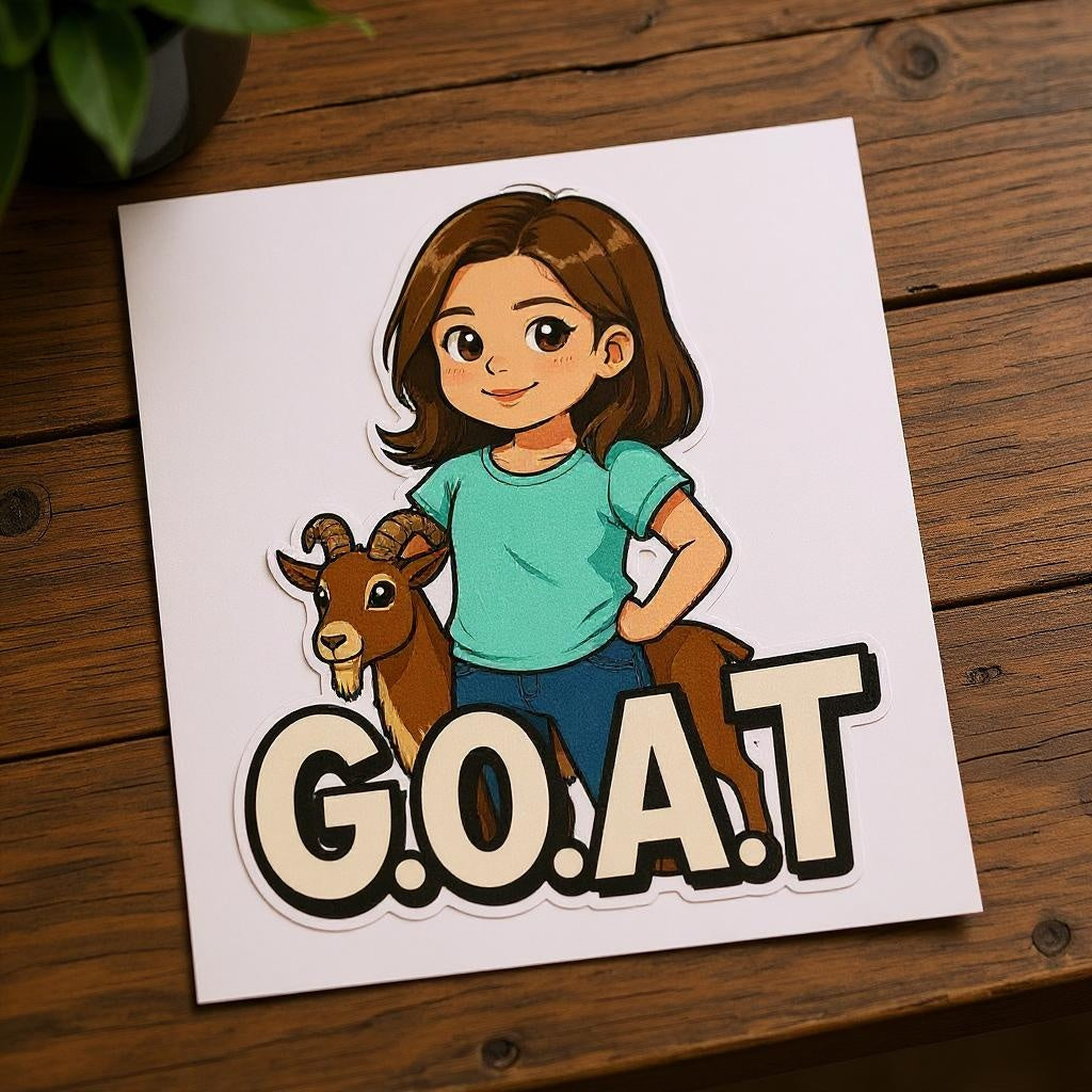 The Real G.O.A.T. - Custom Photo Sticker - Custom Pet or Person Photo Sticker