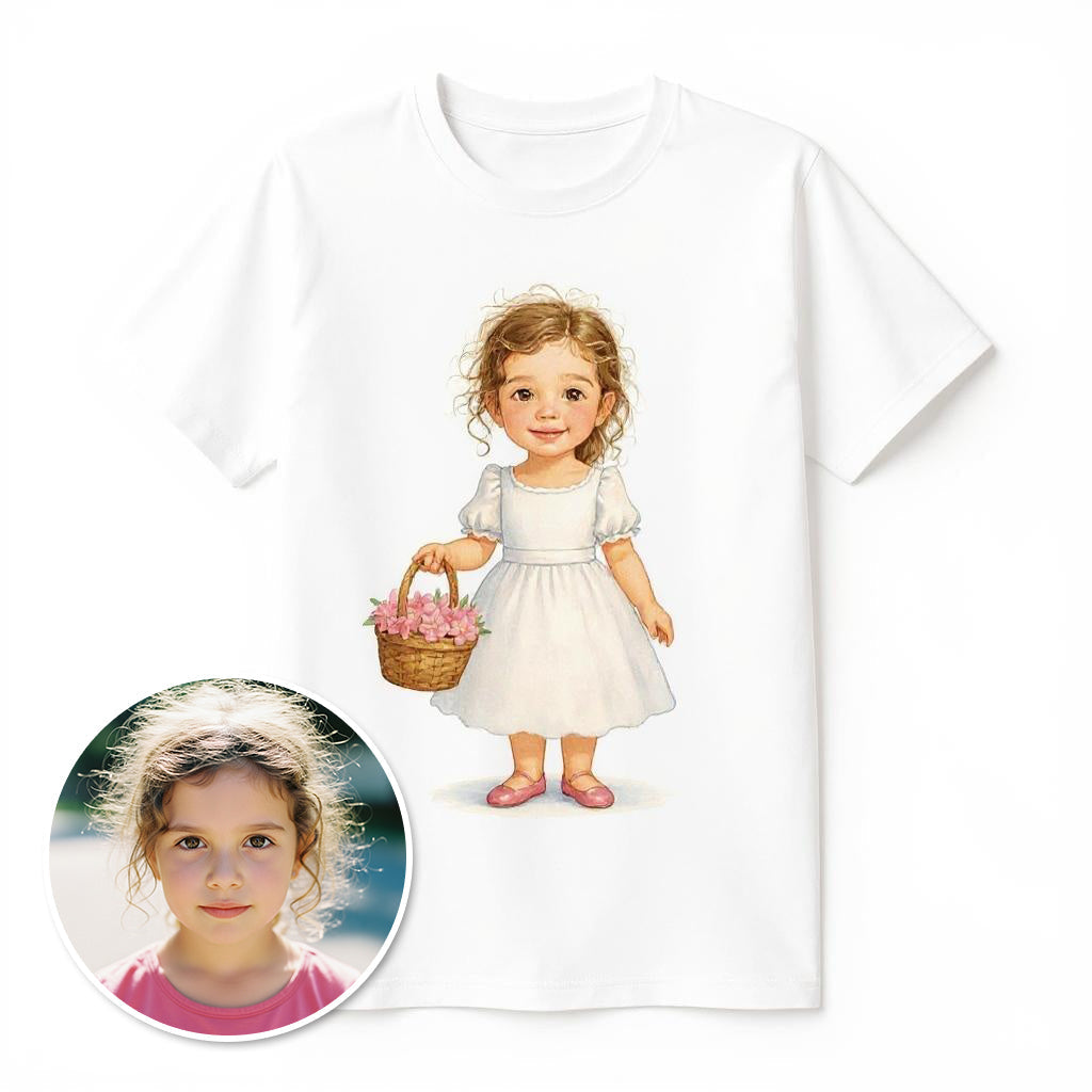 The Flower Girl - Custom Person or Pet Photo T-shirt